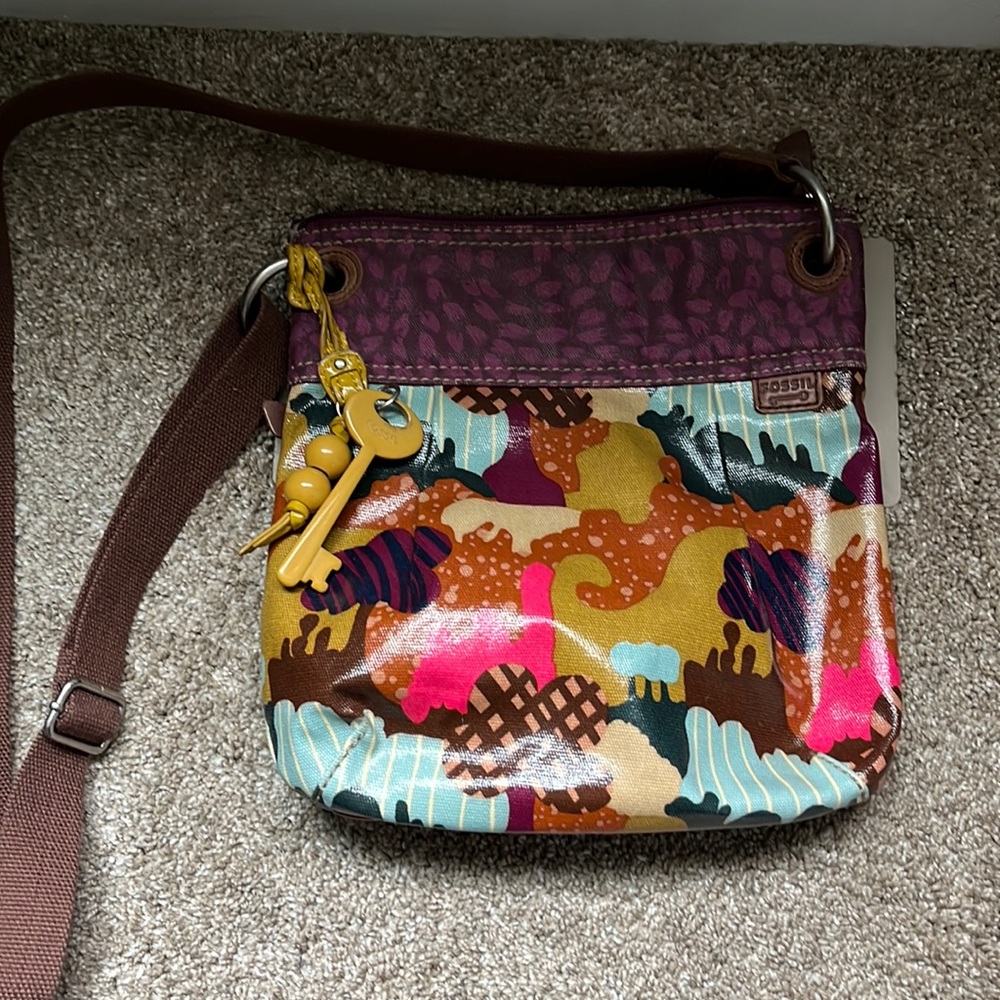 Fossil Key-Per coated canvas crossbody bag